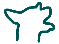 outline of a dogs head with an open mouth and tongue sticking out